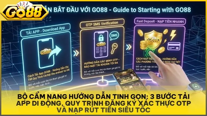 Bộ cẩm nang hướng dẫn tinh gọn: 3 bước tải app di động, quy trình đăng ký xác thực OTP và nạp rút tiền siêu tốc.