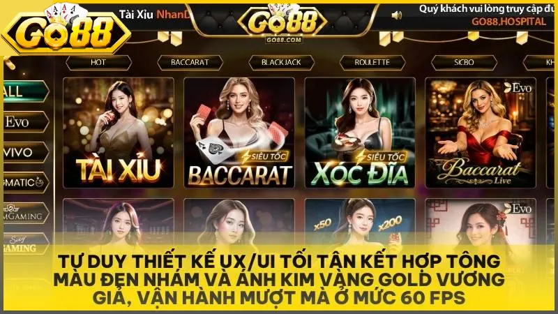 Tư duy thiết kế UX/UI tối tân kết hợp tông màu đen nhám và ánh kim vàng gold vương giả, vận hành mượt mà ở mức 60 FPS.