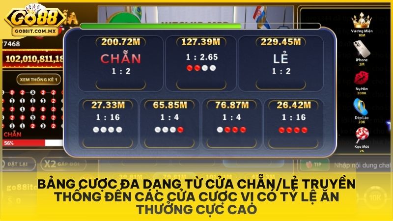 Xóc Đĩa Livestream Go88 - Trực Tiếp Lắc Đĩa Cùng Mỹ Nhân Quyến Rũ 2 Bảng cược đa dạng từ cửa Chẵn/Lẻ truyền thống đến các cửa cược vị có tỷ lệ ăn thưởng cực cao.
